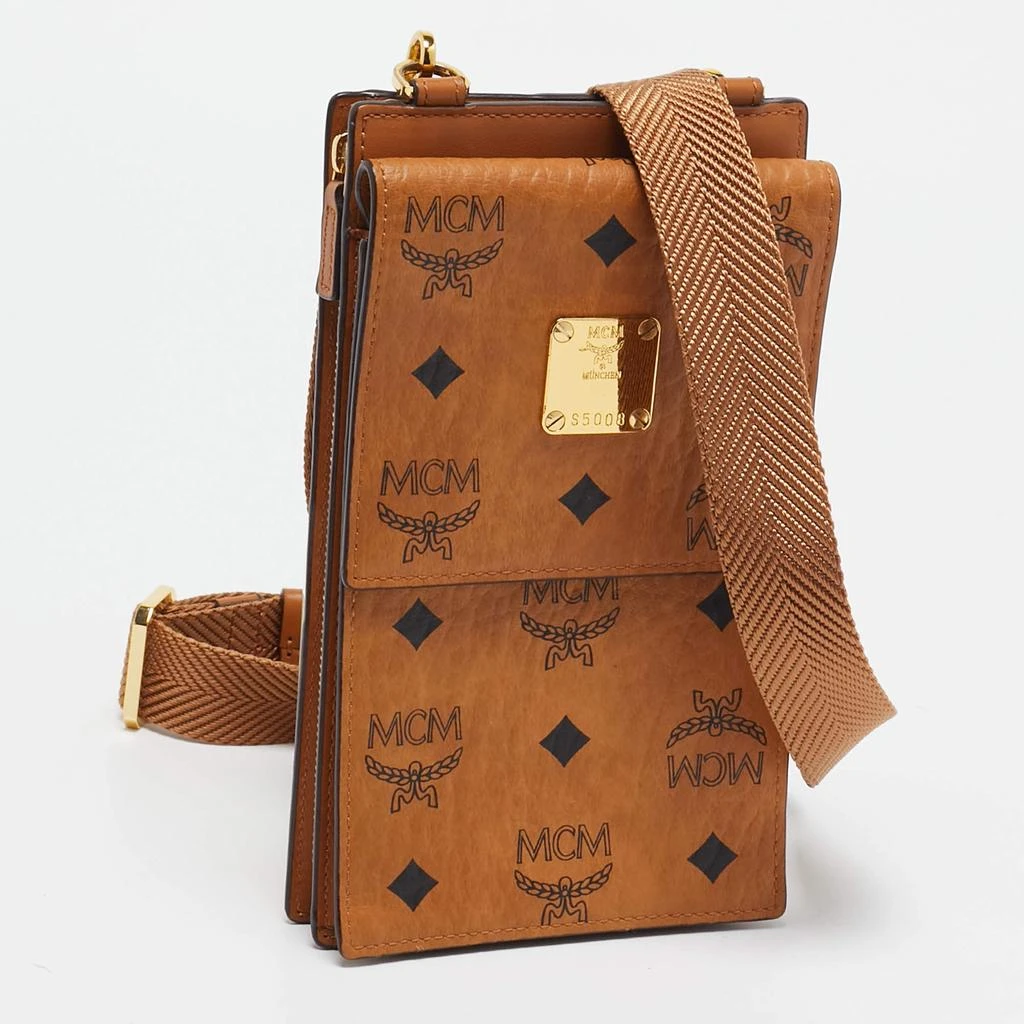 MCM MCM Cognac Visetos Coated Canvas and Leather Phone Crossbody Bag 3