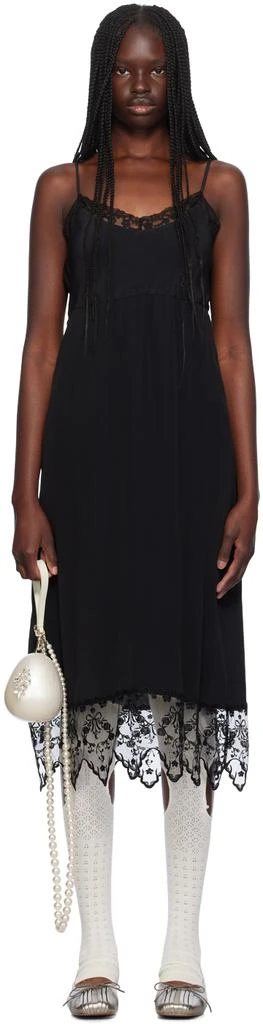 Simone Rocha Black Deep Lace Trim Slip Dress 1