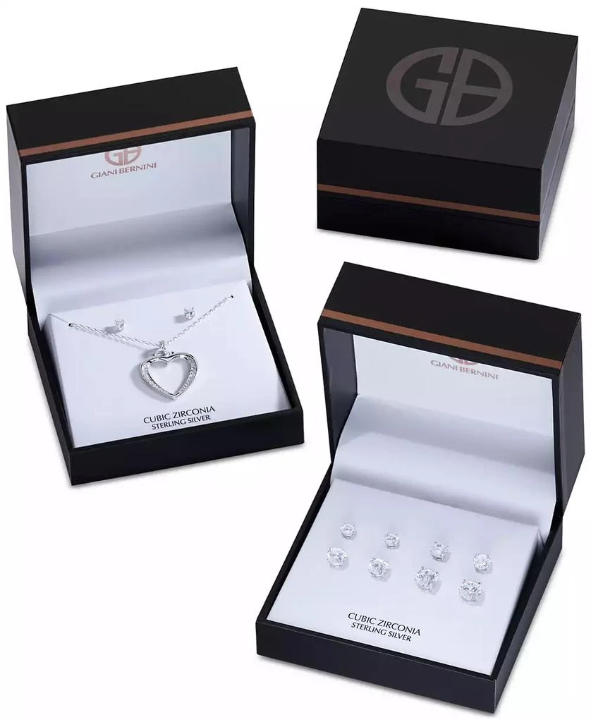 Giani Bernini 4-Pc. Set Cubic Zirconia Graduated Solitaire Stud Earrings in Sterling Silver, Created for Macy's 6
