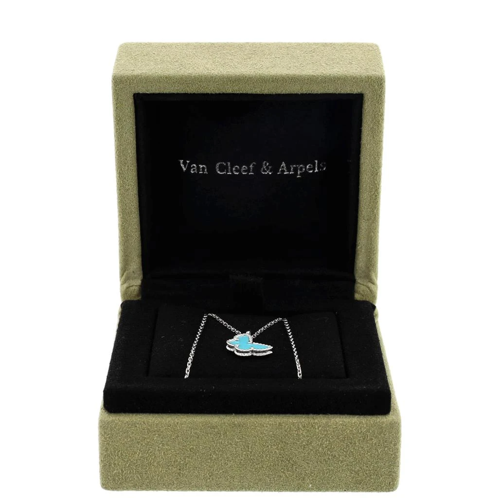 Van Cleef & Arpels Sweet Alhambra Butterfly Pendant Necklace 18K White Gold with Turquoise 2