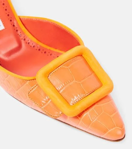 Manolo Blahnik Maysalebi 50 croc-effect leather mules 6