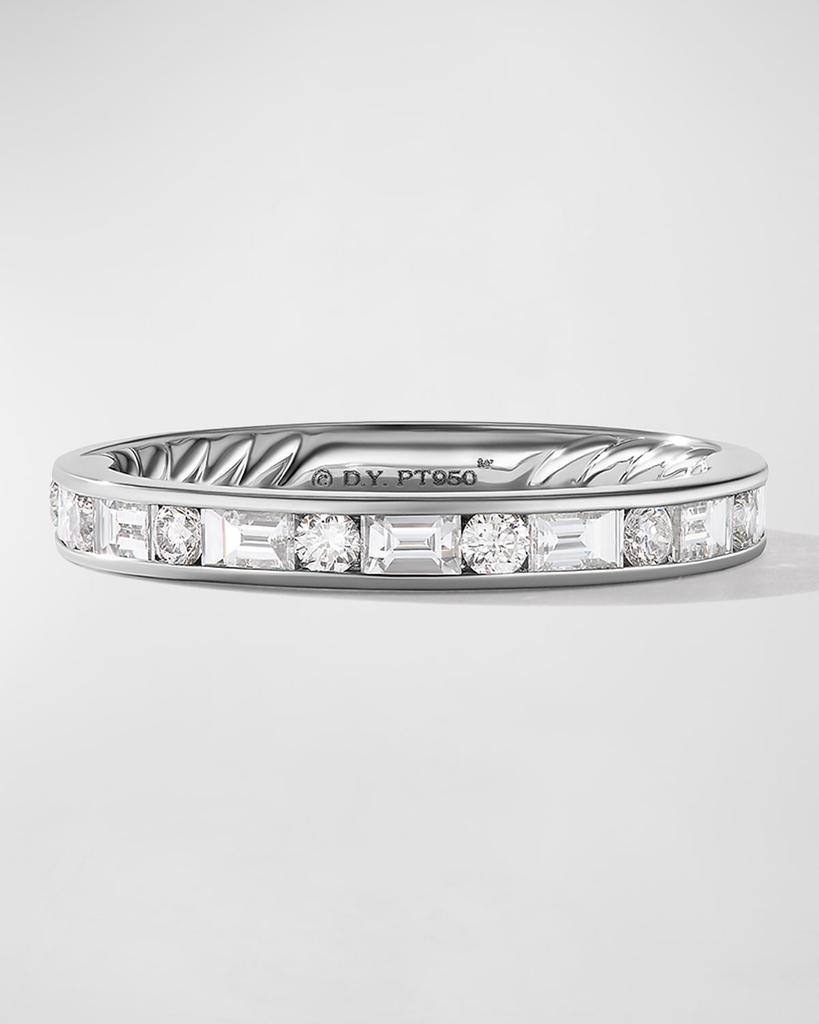 David Yurman Eden Alternating Baguette Diamond Wedding Band Ring in Platinum