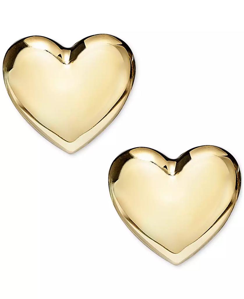 Macy's Polished Puffed Heart Stud Earrings in 10k Yellow Gold, Created for Macy's