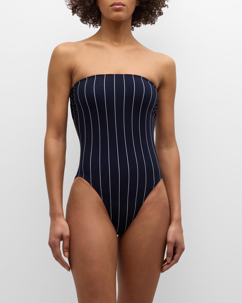 Norma Kamali Bishop Striped Strapless One-Piece Swimsuit