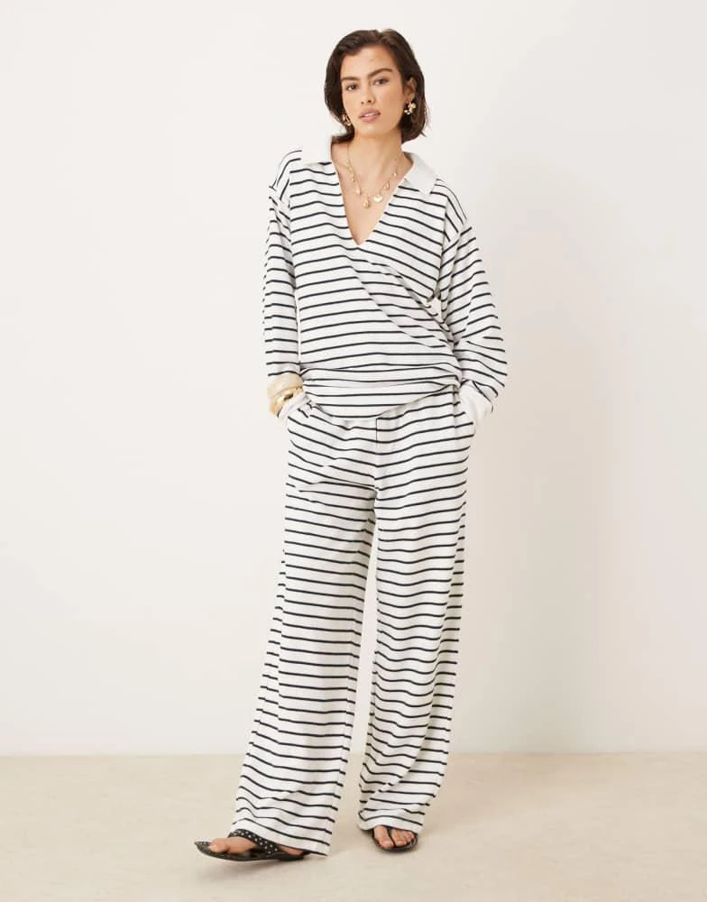 ASOS ASOS DESIGN textured stripe long sleeve top in cream stripe 2