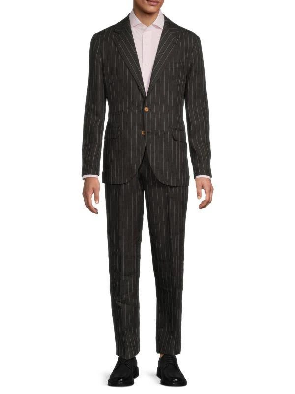 Brunello Cucinelli ​Pinstripe Linen Tailored-Fit Suit 1