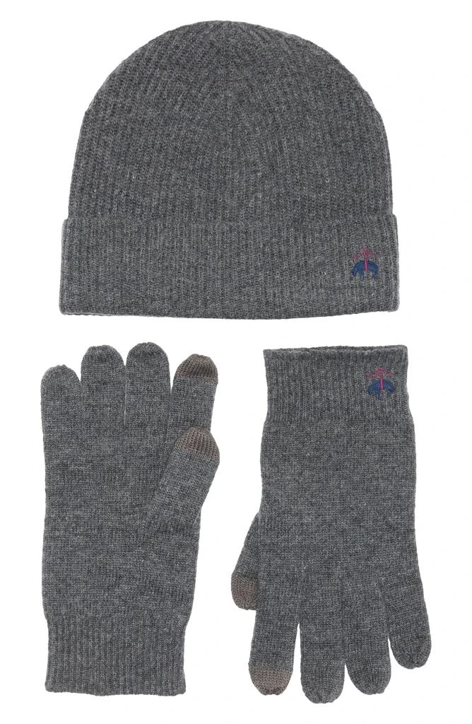 Brooks Brothers Wool Blend Beanie 
Gloves Set 1