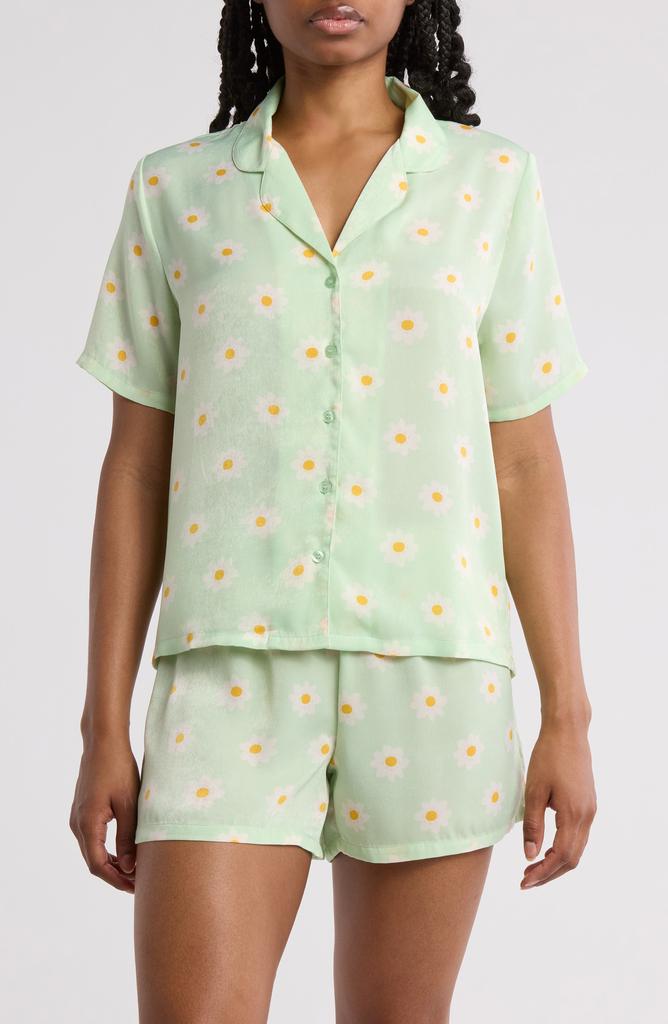 Abound Satin Button-Up Shirt & Shorts Pajamas