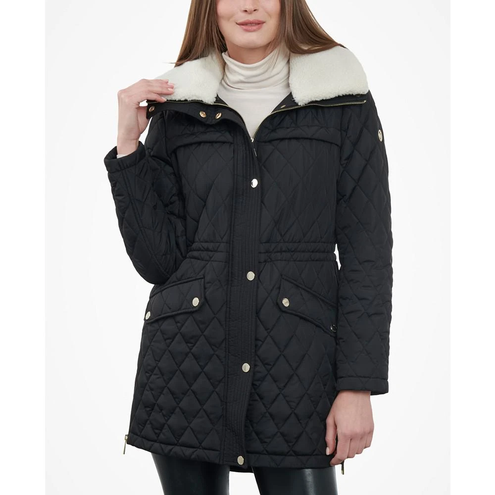 Michael Kors Women's Faux-Fur-Collar Quilted Coat 1