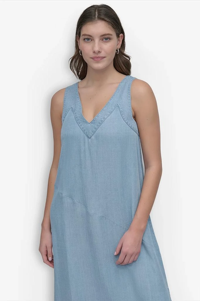 DKNY SLEEVELES V NECK TENCEL DRESS 4