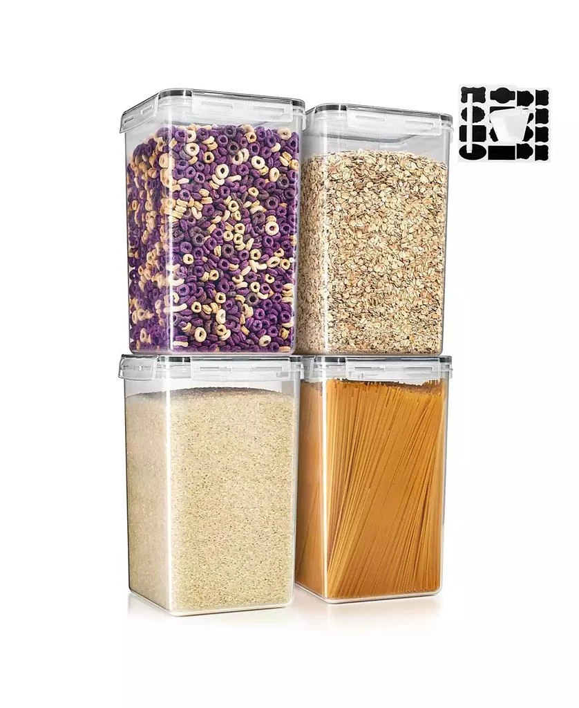 Sorbus 4 Pack (6.5L/219.79 Oz) Airtight Food Storage Containers with Locking Lids, Measuring Cups 
Labels