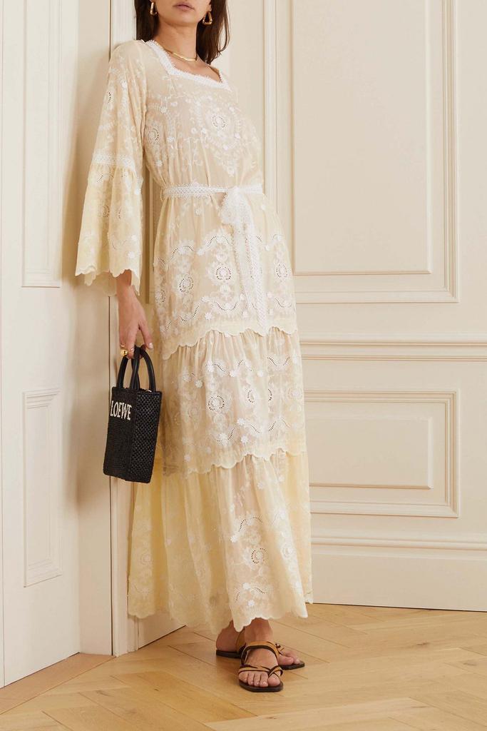 MIGUELINA Charlize appliquéd embroidered broderie anglaise cotton-blend maxi dress