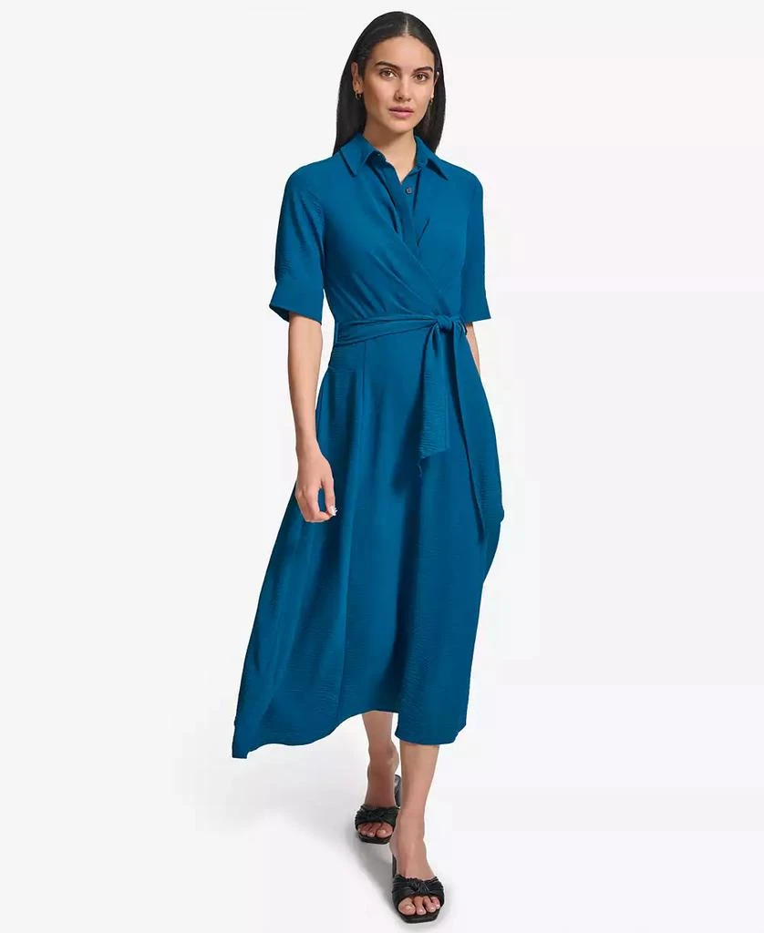 Calvin Klein Women's Tie-Waist Elbow-Sleeve Shirtdress 1