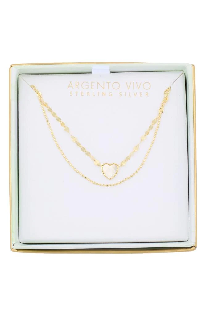Argento Vivo Sterling Silver Mother-of-Pearl Pendant 
Ball Chain Layered Necklace 3