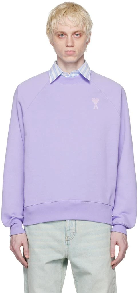 AMI SSENSE Exclusive Purple Ami de Cœur Sweatshirt 1