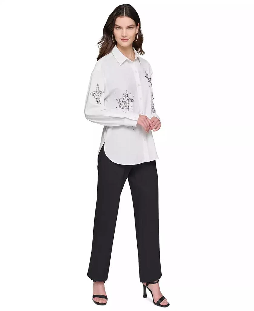 Karl Lagerfeld Paris Women's Embellished Button-Front Top 4