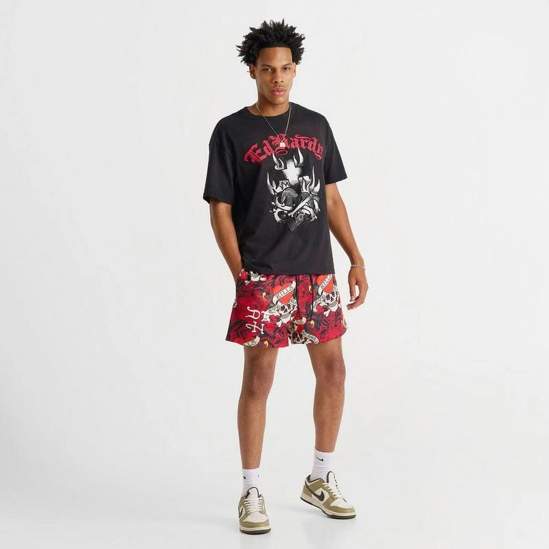 Ed Hardy Men's Ed Hardy Love Kills Slowly Skull Graphic Mesh Shorts 2