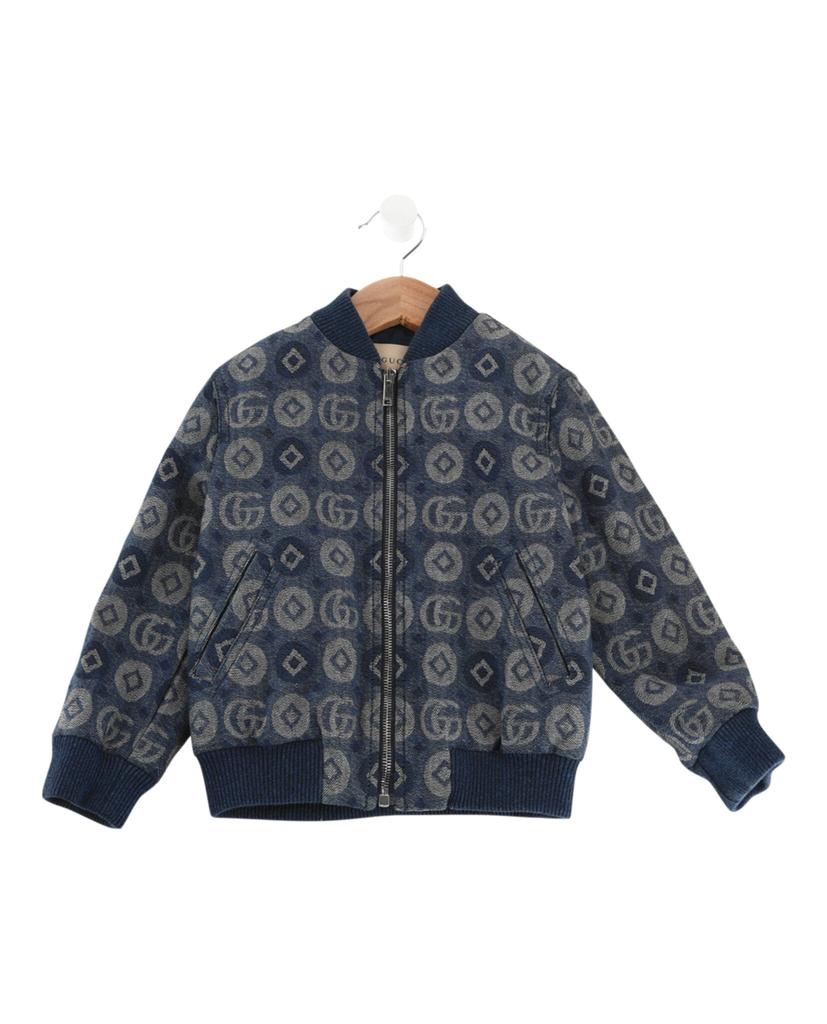 Gucci Logo Patterned Denim Bomber Jacket