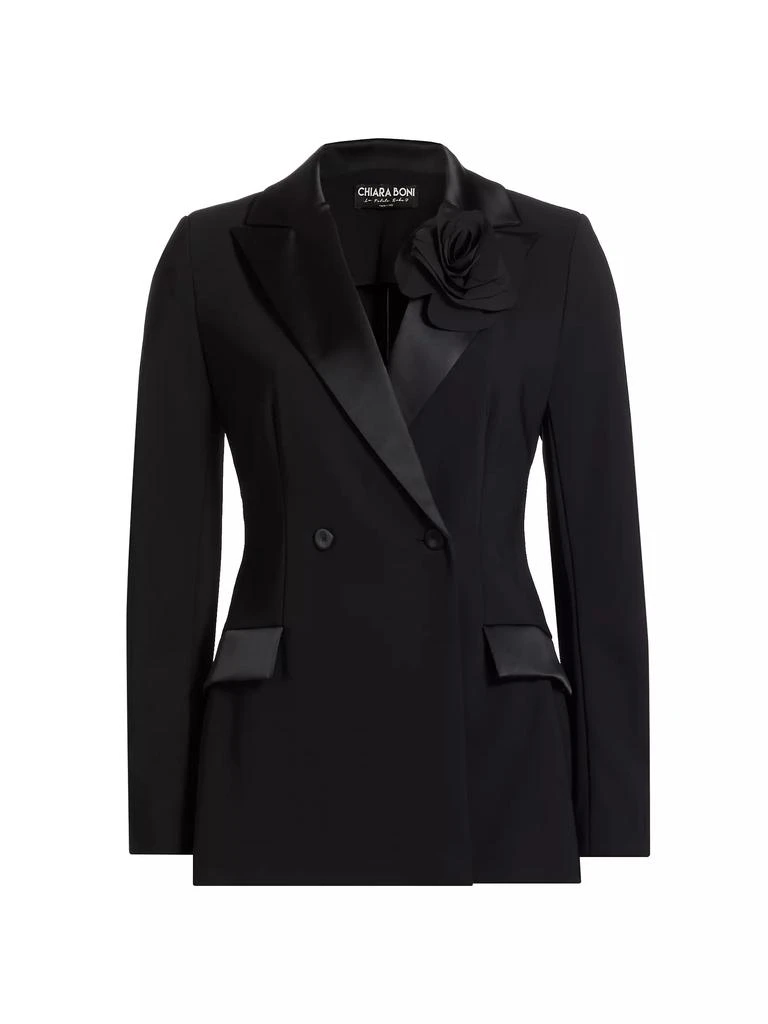 Chiara Boni Floral Double-Breasted Tuxedo Jacket 1