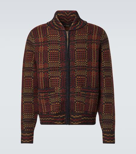 RRL Checked wool jacquard cardigan