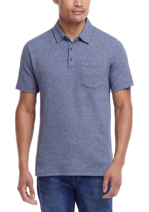 Weatherproof Vintage Vintage Mens Short Sleeve Waffle Knit Polo Shirt 1