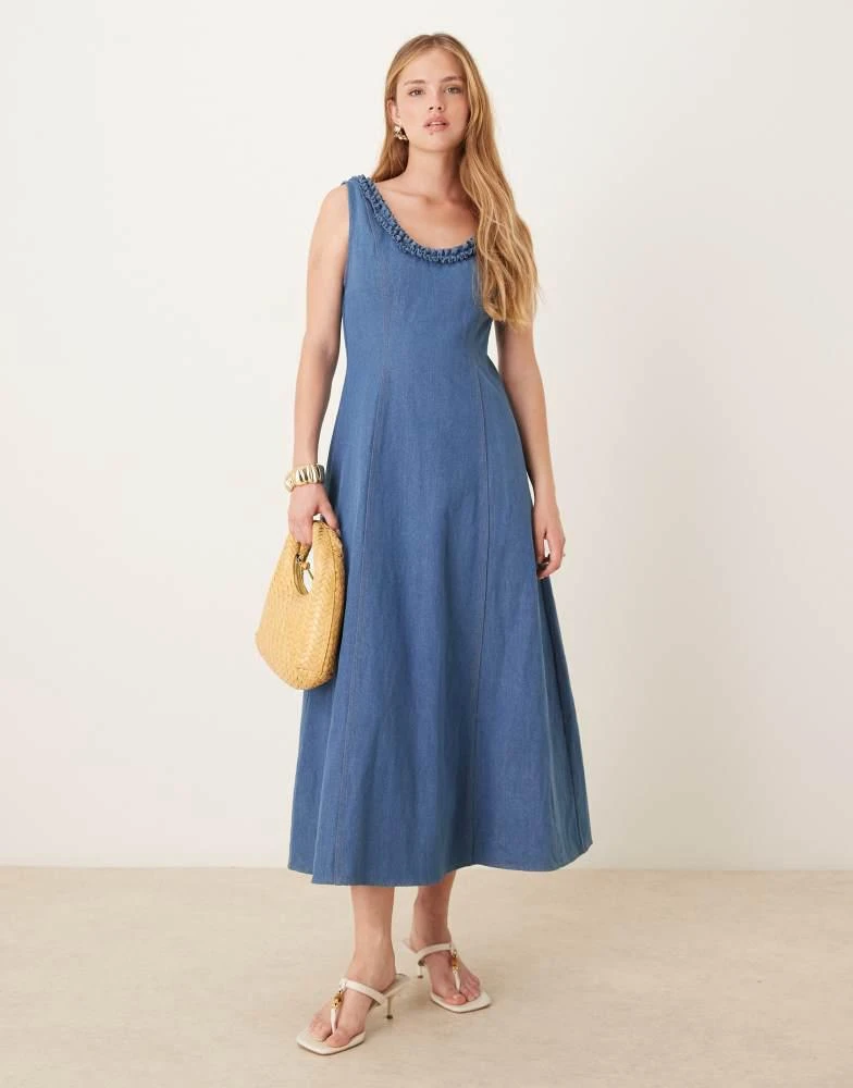 ghospell blue dress Ellie Oversized Midi Dress Ghospell