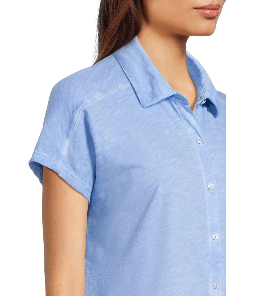 Elliott Lauren Enzyme Wash Jersey - Short Sleeve Button Front Tee with Collar 4