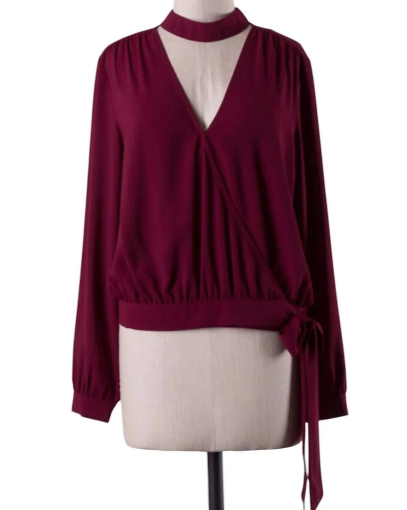Naked Zebra Wrap Top With Choker In Wine 1