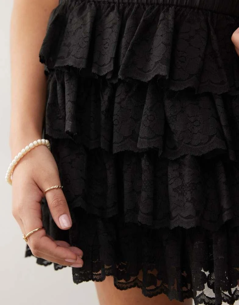 Miss Selfridge Miss Selfridge lace micro mini skirt in black 4