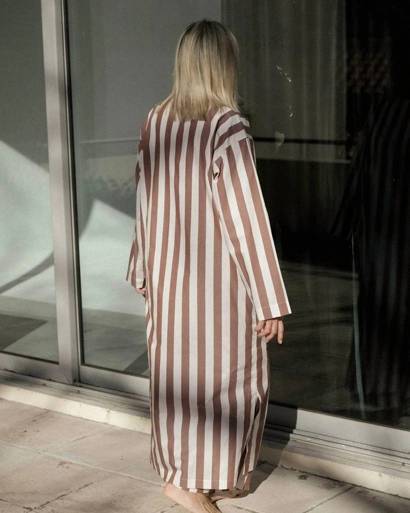 Baserange Stave Dress In Brown White Stripe 2