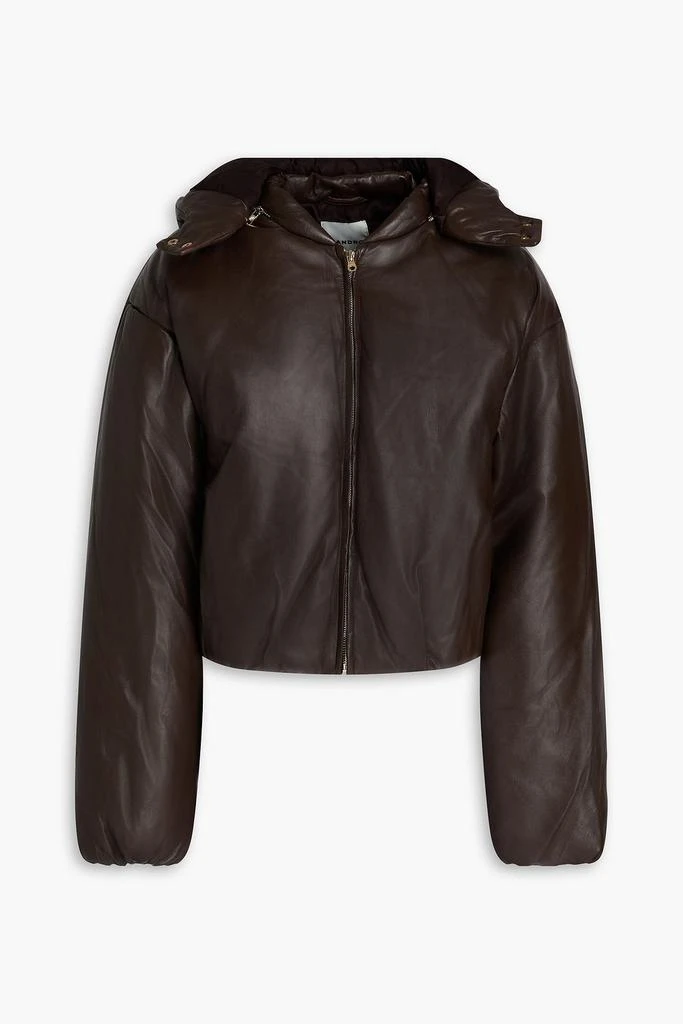 Sandro Leather hooded jacket