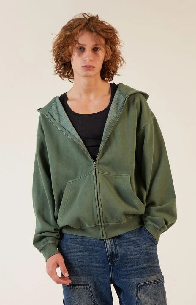PacSun Green Vintage Wash Full Zip Hoodie 1