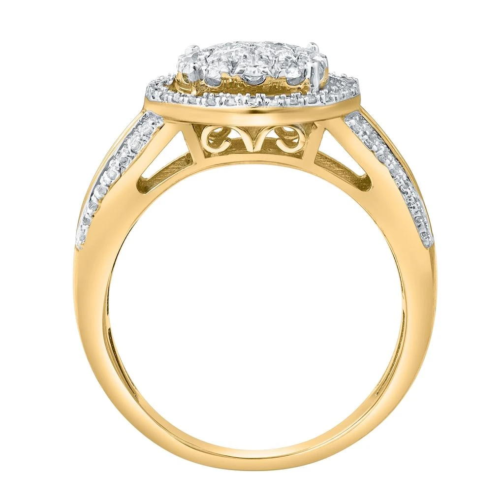 LuvMyJewelry Valencia 0.90 Cts Natural Diamond Halo Cluster 14K Gold Ring 3