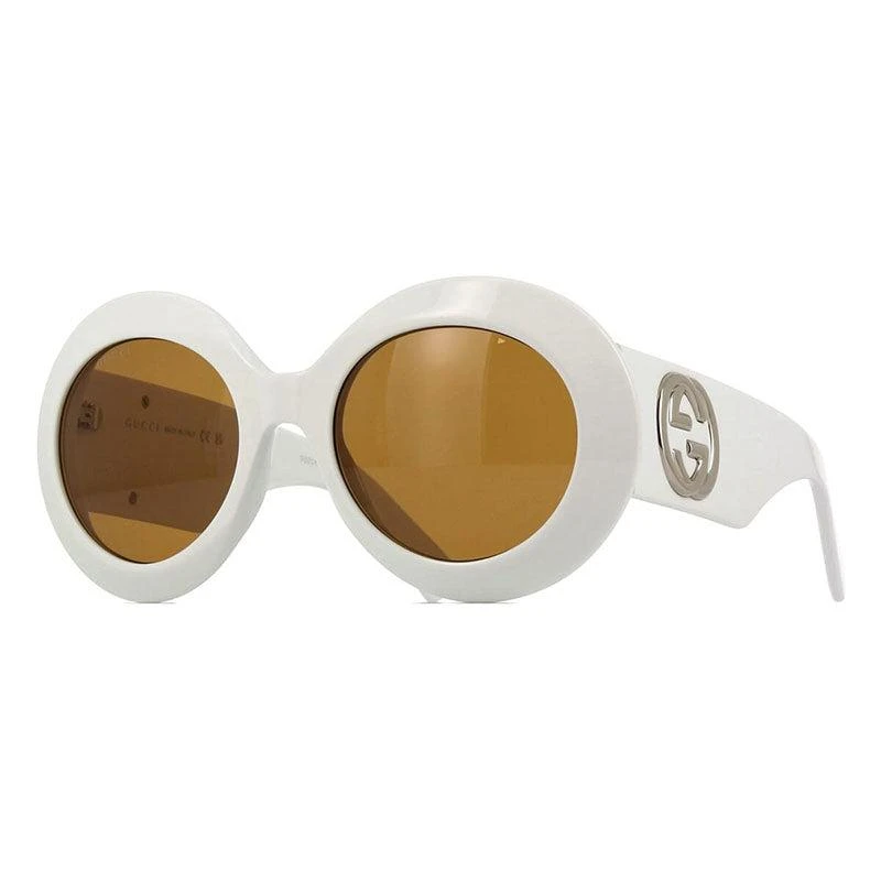 Gucci Gucci Oval Full Rim, with a White frame and Brown lens. 1