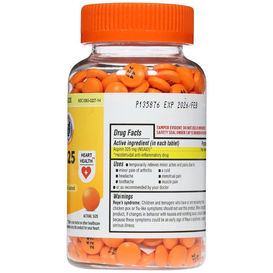 Walgreens Aspirin 325 mg Enteric-Coated Tablets Regular Strength 10