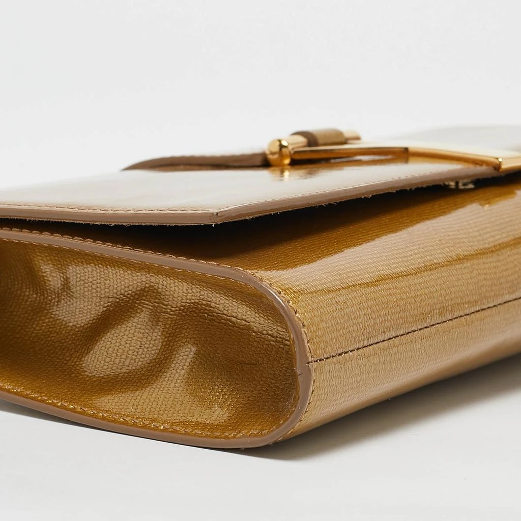 Yves Saint Laurent Yves Saint Laurent Gold Patent Leather Y-Ligne Flap Clutch 14