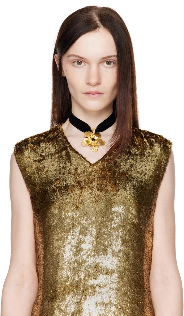ELHANATI Black & Gold Flower Pendant Necklace 2