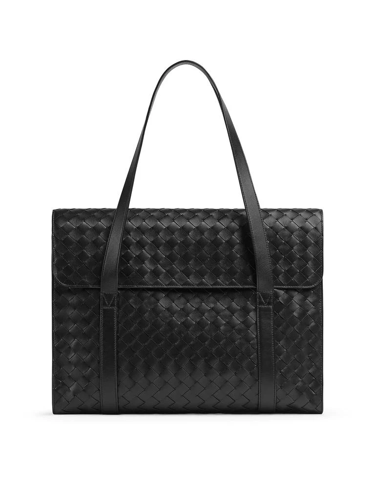 Bottega Veneta Intrecciato Leather Flap Briefcase 1