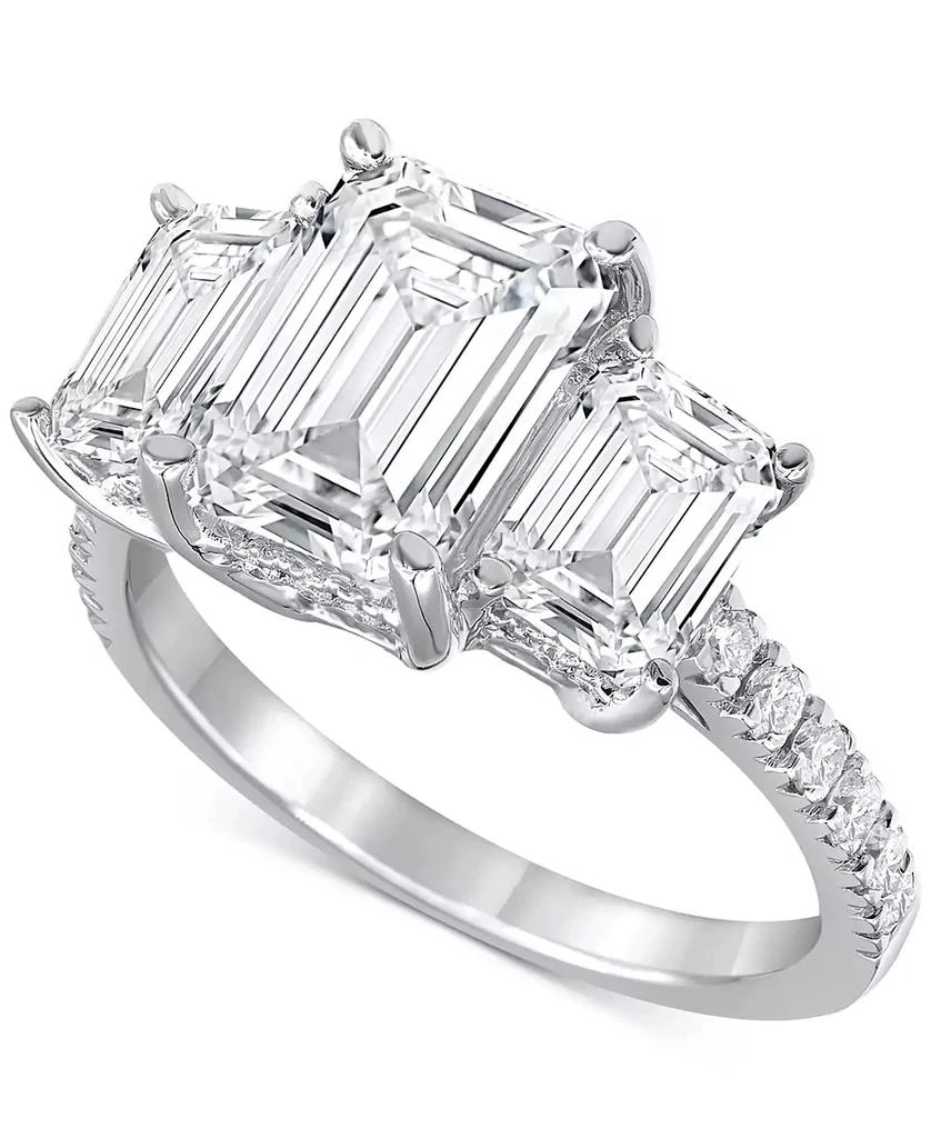 Badgley Mischka Certified Lab Grown Diamond Emerald-Cut Three Stone Engagement Ring (5-3/8 ct. t.w.) in 14k White Gold 1