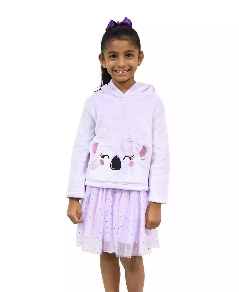 Pink & Violet Toddler Girls Koala Pocket Hoodie Sweater Dress