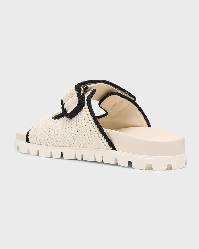 Miu Miu Bicolor Crochet Grip Slide Sandals 4