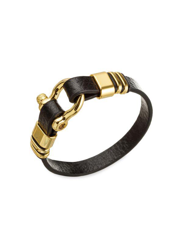 Eye Candy LA Benoit Leather & Goldtone Titanium Bracelet