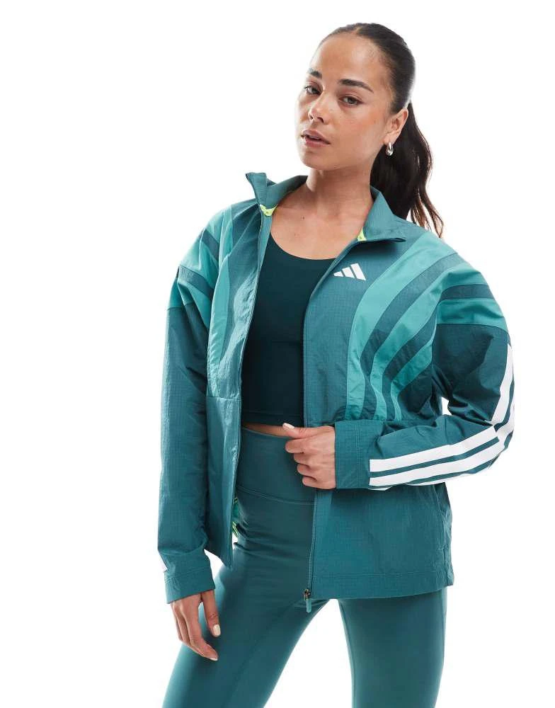 Adidas adidas Running Adizero archive running jacket in preloved teal 4