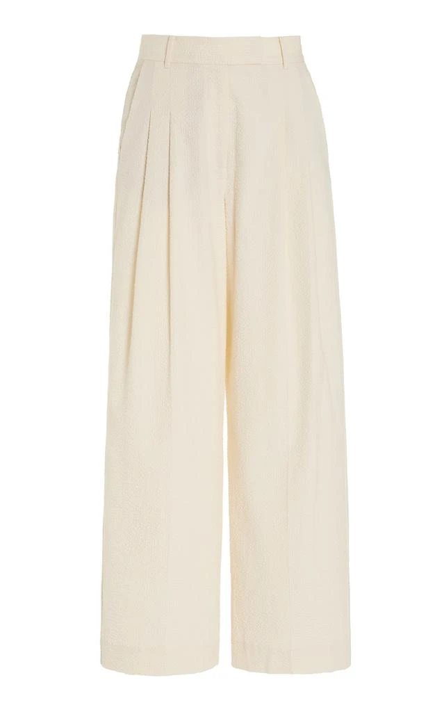 By Malene Birger By Malene Birger - Textured Cotton Pleated Wide-Leg Trousers - Ivory - EU 32 - Moda Operandi 1