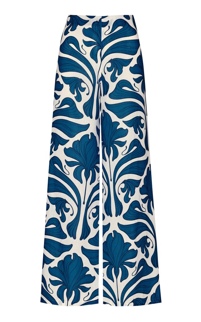 Andres Otalora Andres Otalora - Agua Clara High-Rise Linen Wide-Leg Pants - Blue - US 2 - Moda Operandi