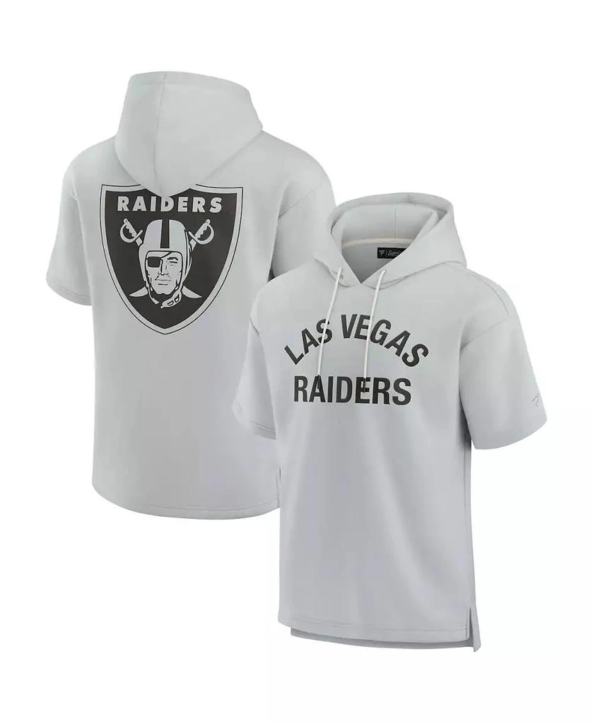 Fanatics Signature Men's and Women's Gray Las Vegas Raiders Super Soft Fleece Short Sleeve Hoodie 1