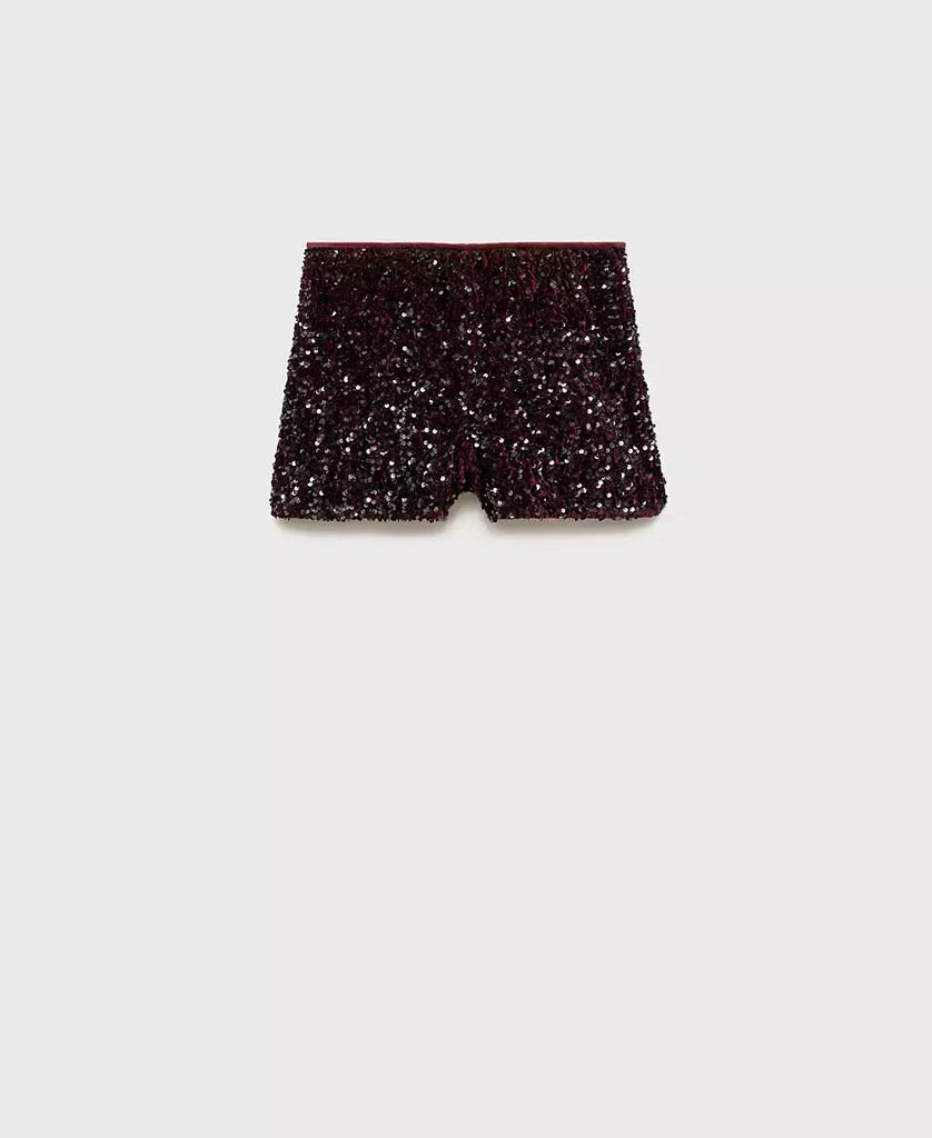 Mango Women's Sequin Straight Mid Rise Shorts 5