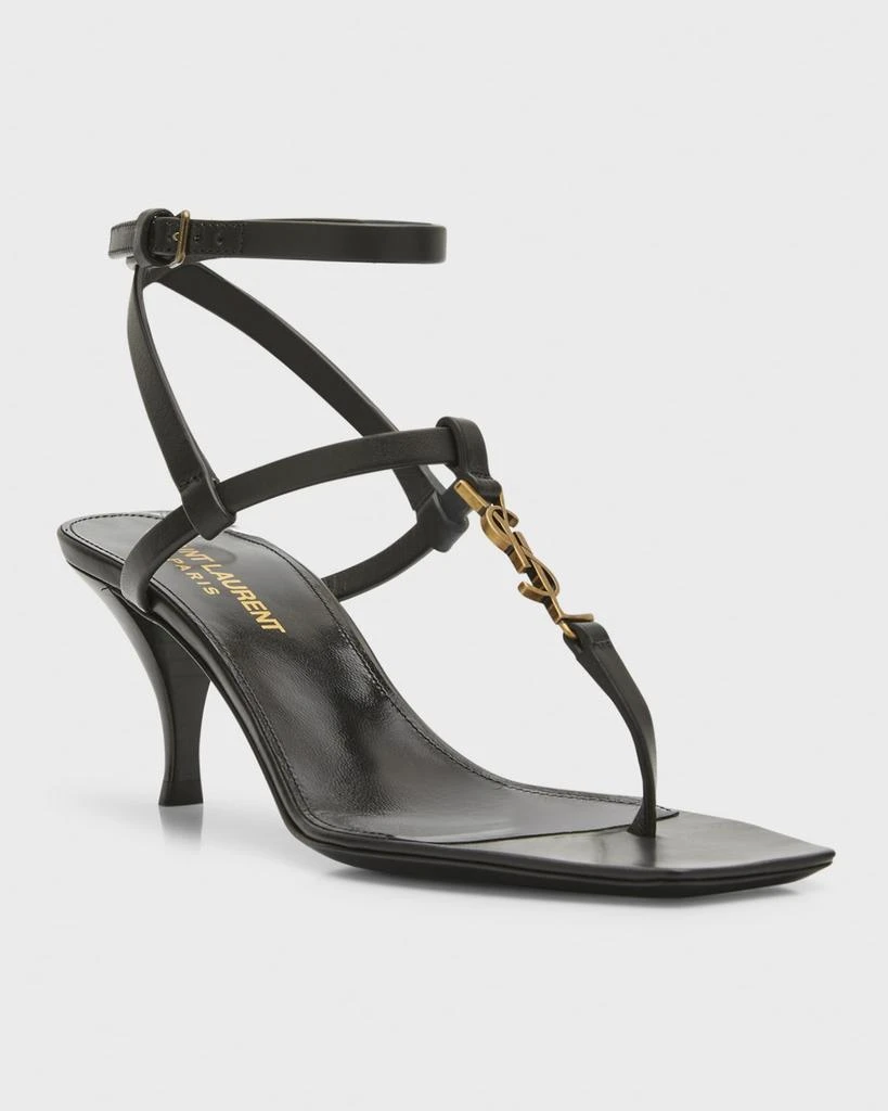 Yves Saint Laurent Vitti Leather YSL T-Strap Sandals 4