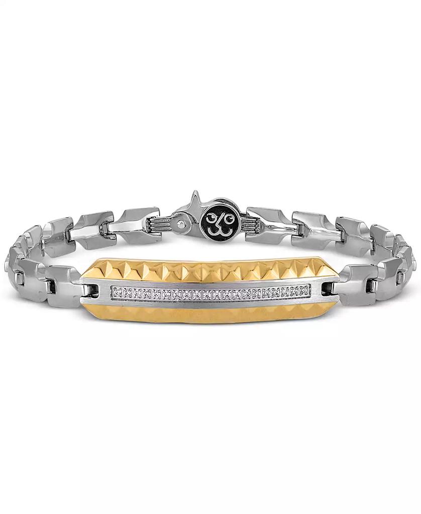 Esquire Men's Jewelry Diamond ID Bracelet (1/5 ct. t.w.) in Stainless Steel & Gold-Tone Ion-Plated Stainless Steel