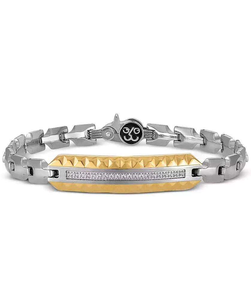 Esquire Men's Jewelry Diamond ID Bracelet (1/5 ct. t.w.) in Stainless Steel & Gold-Tone Ion-Plated Stainless Steel 1